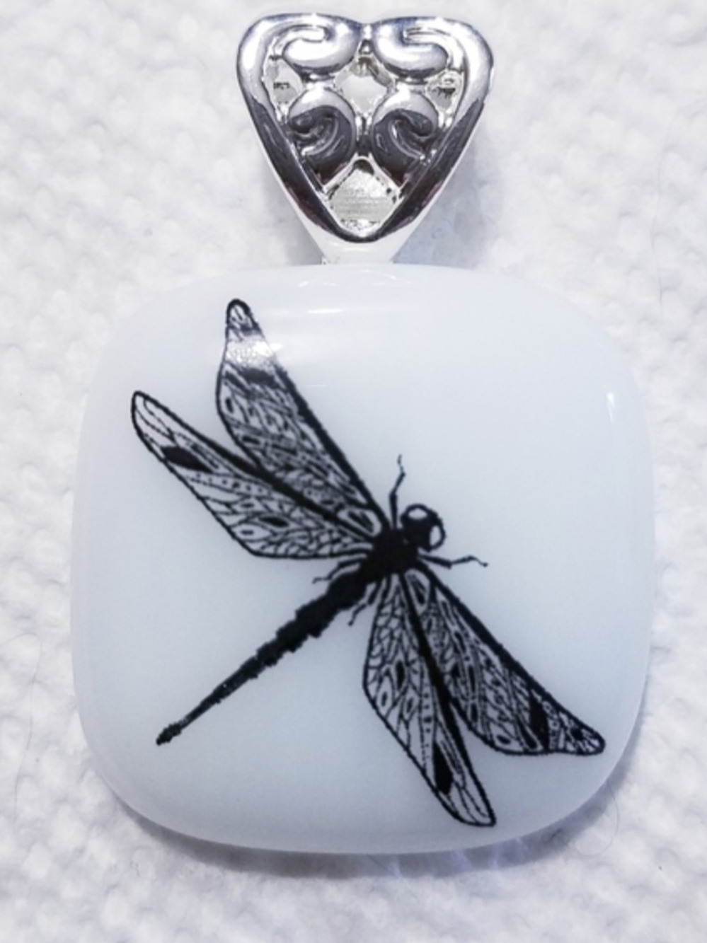White Dragonfly Pendant Necklace